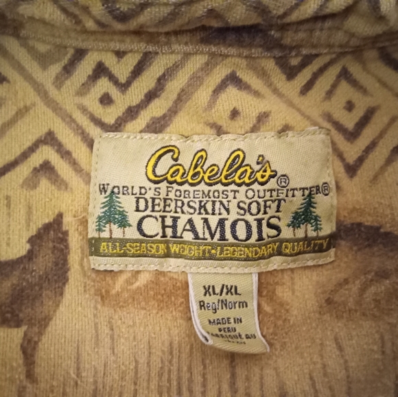 Cabela's chamois wolf Southwest Navajo all over print button up shirt - Picture 3 of 4